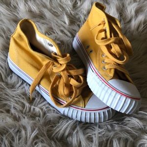 yellow high top shoes
